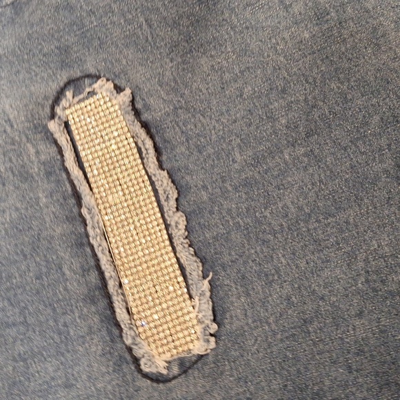 Q women's Ethyl Clothing blue stretch denim capris size 14 - Picture 3 of 6